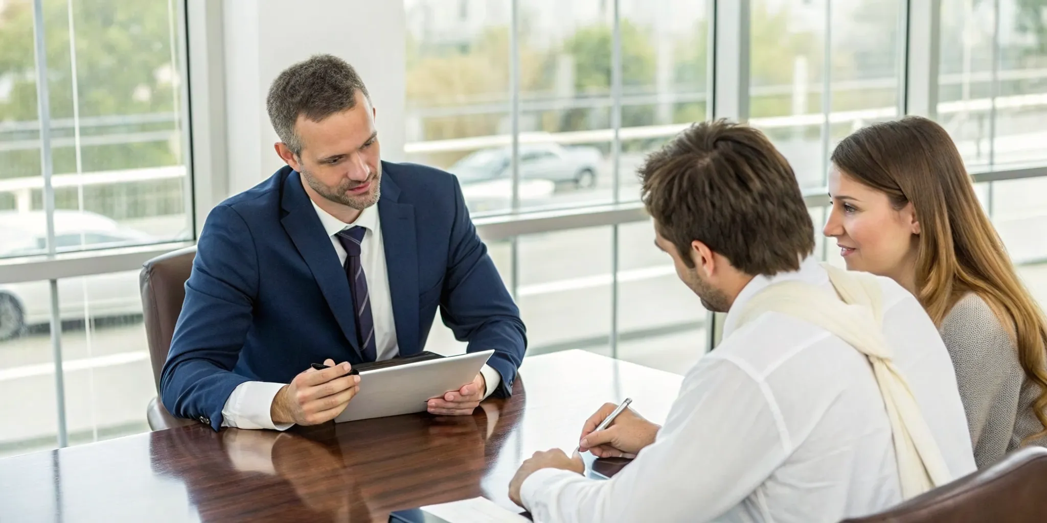 Car accident lawyer explaining the legal process to an injured client.